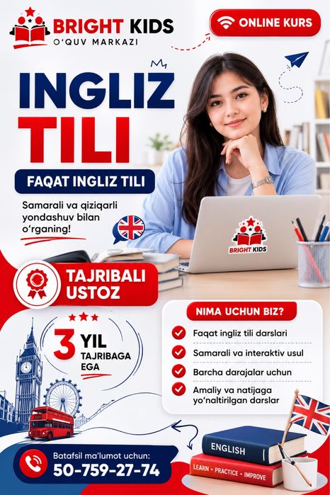 ONLINE RUS VA INGLIZ TILI KURSLARI tajribali o’qituvchi bilan