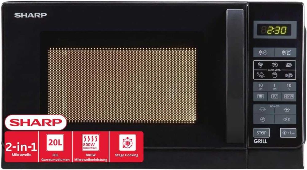Микровълнова Sharp R642BKW 2-in-1 microwave with grill  20 L black