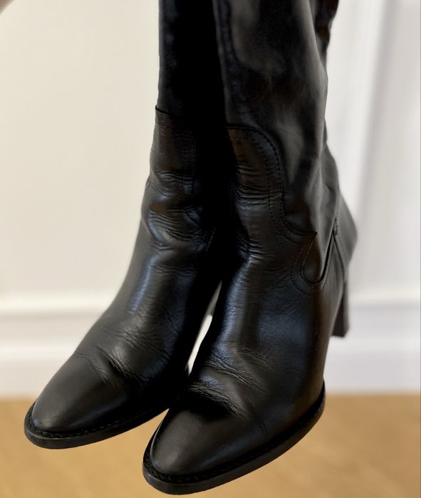 Cizme negre piele Zara