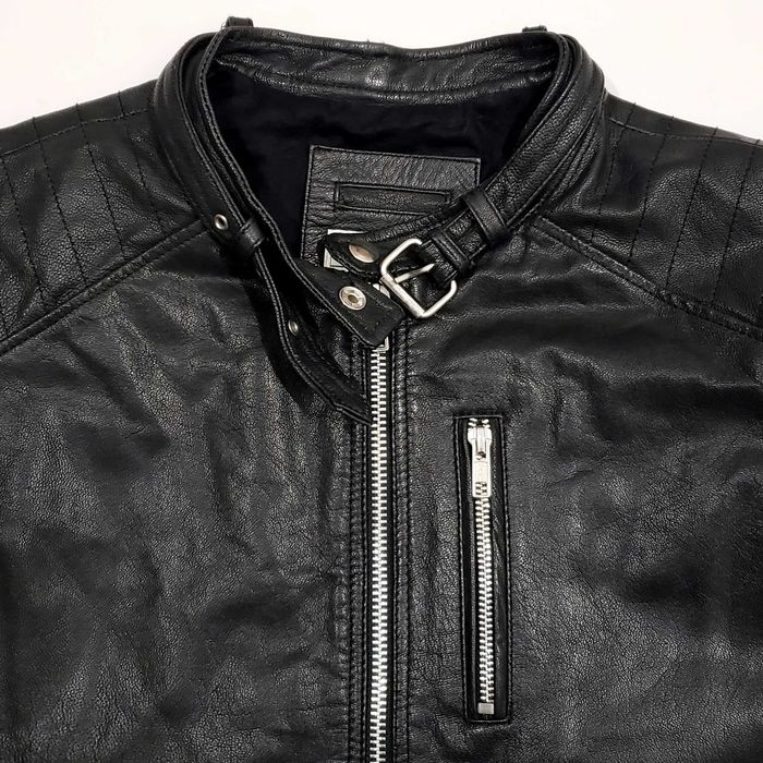 JACK & JONES Мъжко Кожено Яке Мото Естествена Кожа Като Ново S