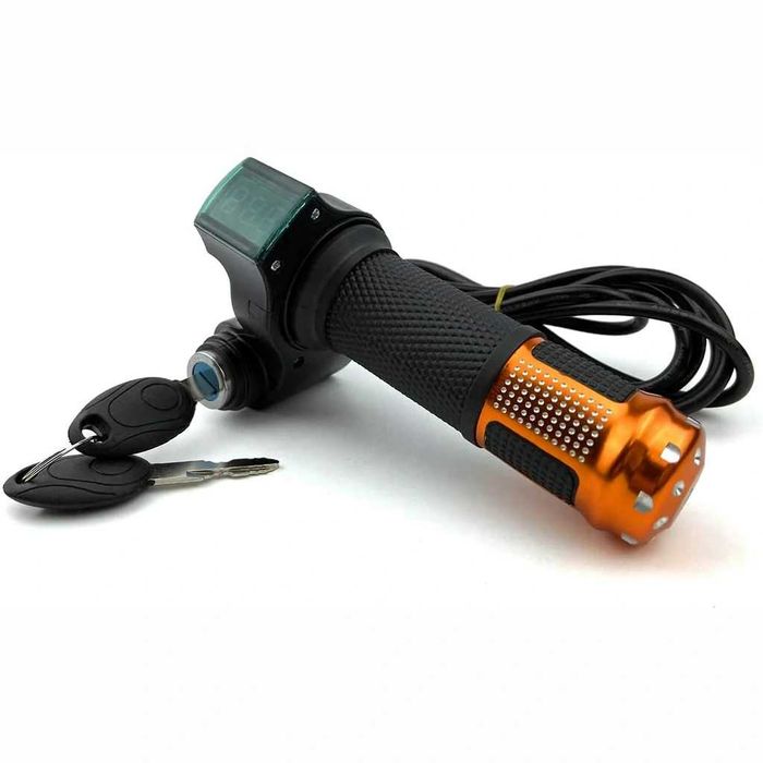 Maneta Acceleratie cu Contact si Cheie 12V-72V – Voltmetru Baterie Bicicleta Scuter Electric ATV