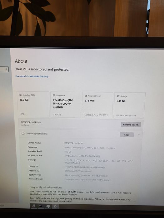Calculator i7-4770 , 16 GB ram,  ssd +hdd,  GTX 750 Ti,  office-light gaming
