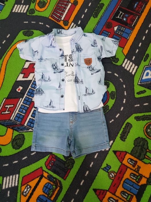 Lot marimea 104 pantaloni scurti, camasa, maiou + sapca