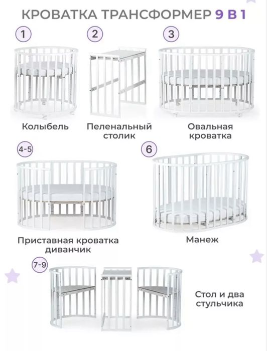 Кроватка трансформер 9 в 1
