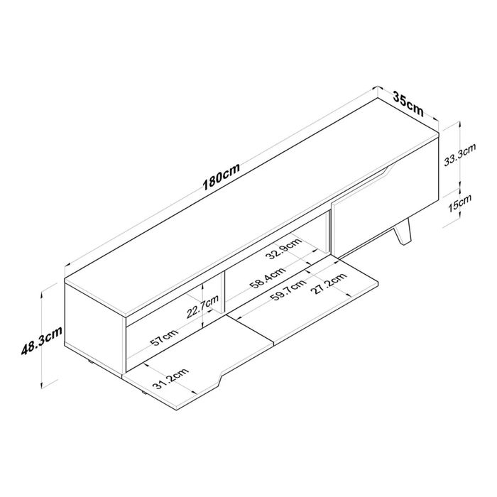 Comoda TV dulap, alb/stejar, PAL, 180x35x49 cm jysk ikea mobexpert