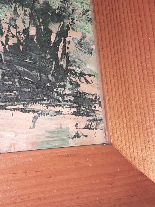 Tablou Monumental de Pădure 162x107cm Ulei pe PFL Anii '80 Ramă Masivă