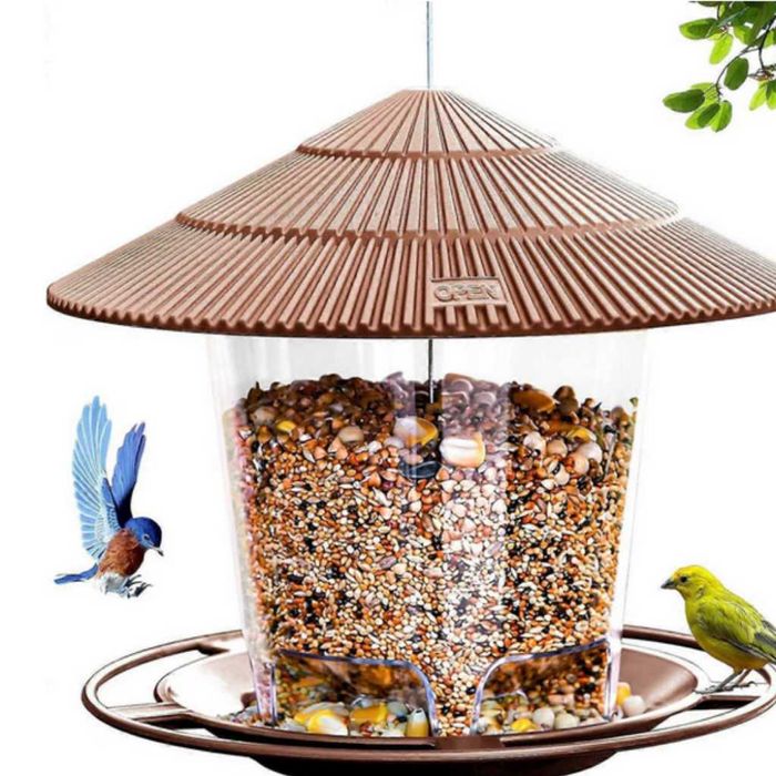 Устойчива хранилка за птици за външна употреба – Голям капацитет, защита от катерици и лесно почистване