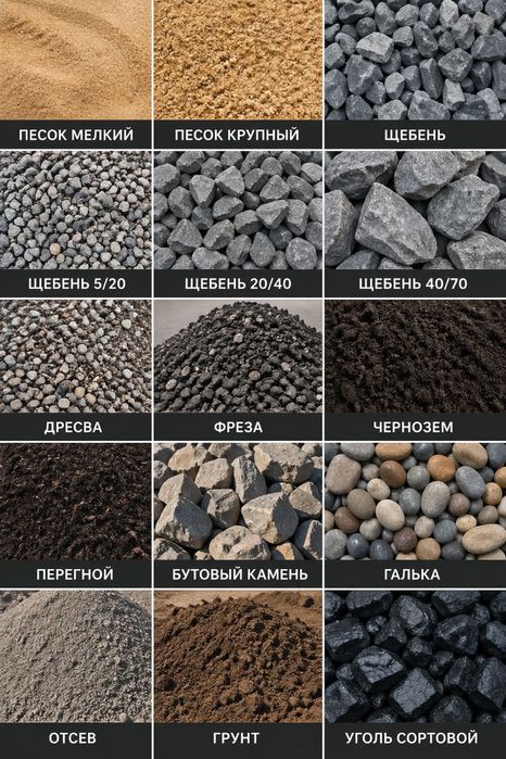 Песок шебень отсев дресва