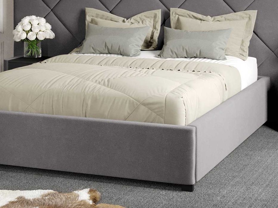 Pat Tapitat Panou Inalt C3 Dubai Gri pentru saltea 190 rabatabil+lada