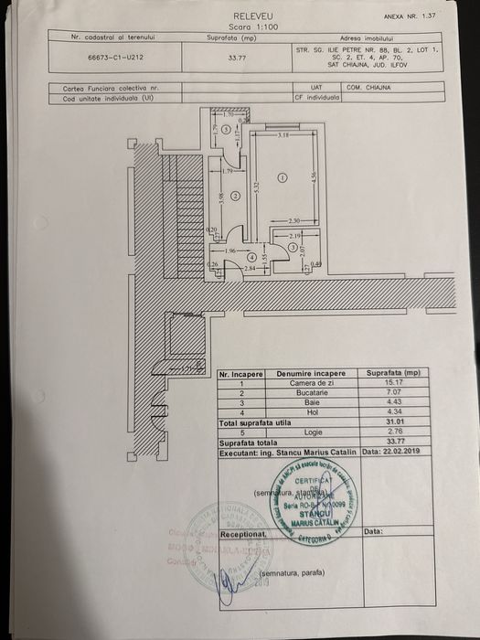 Garsonieră 31mp • Centrală proprie • Parcare inclusă • 2020