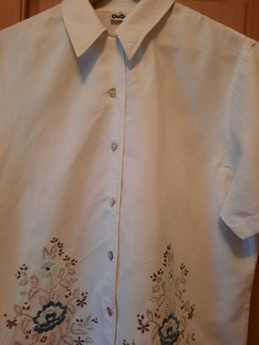 Cămașă damă din bumbac cu broderie pastelata marimea 40