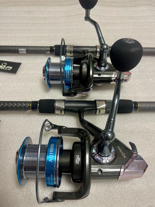 SET 2 Lansete Telescopice FL TELE CARP 3.90m 180G + 2 Mulinete AQ10000