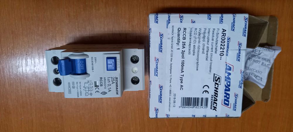 Siguranta Disjunctor Diferential RCCB, 2P, 25A, 100mA,Schrack,AR002210