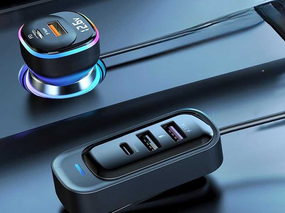 Bluetooth FM Трансмитер за кола с 3x USB и Type-C зарядно, микрофон