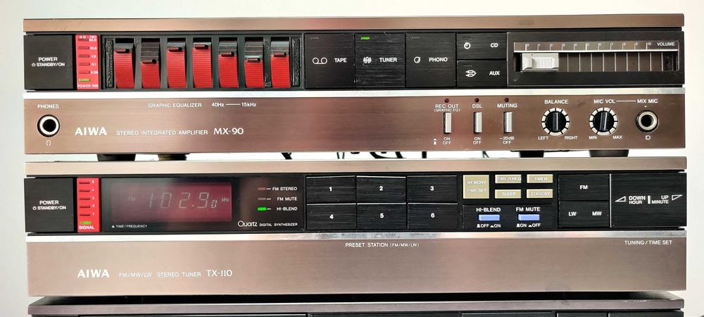 Linie Audio Vintage Aiwa MX-90 TX-110 FX-50 Amplificator Tuner Deck