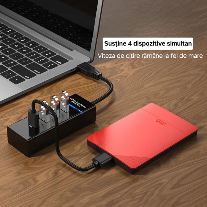 Hub USB 3.0 și 2.0 Ultra Rapid: 5Gb/s. Spliter,adaptor universal.