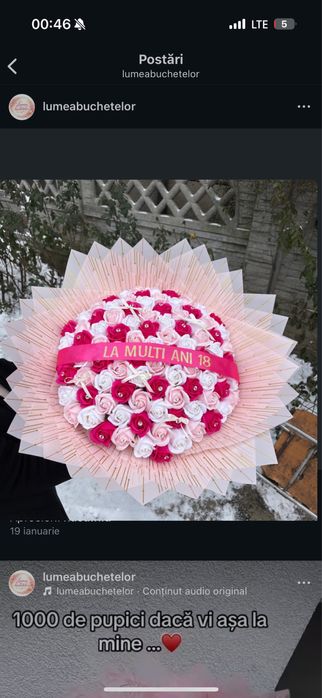 Buchet trandafiri sapun sclipici cadou  stich