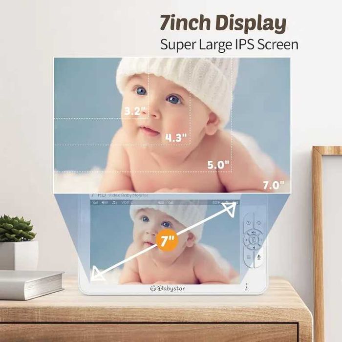 Бебефон Babystar SM70PTZ голям екран, с въртяща камера и нощно виждане