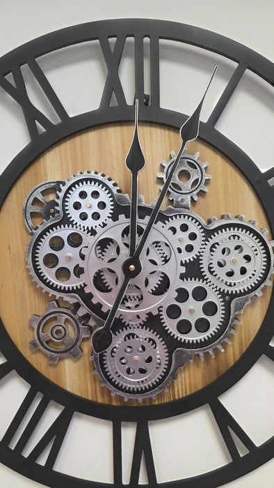 Ceas mare de perete Lafocuse 57 cm cu roți dințate mobile – Steampunk