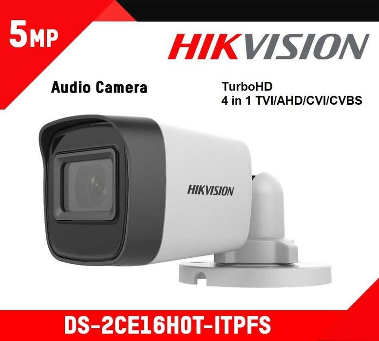 Camera supraveghere TurboHD Hikvision DS-2CE16H0T-ITPFS 5MP lentila 2.8mm IR 25m AoC microfon noua