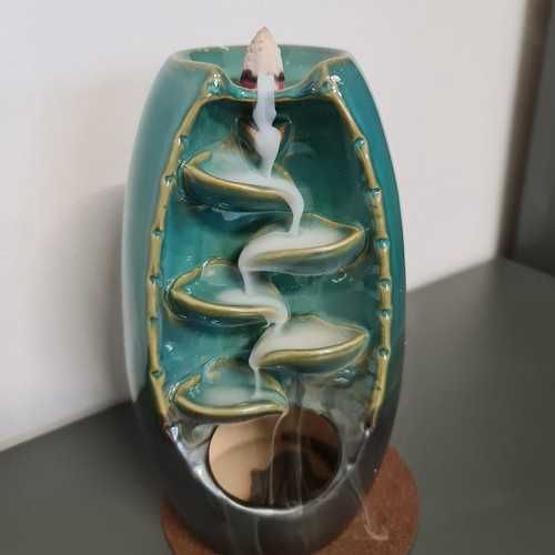 Vas Aromaterapie, Verde/Grafit, 10x20x12cm, Set 55 Conuri Arome