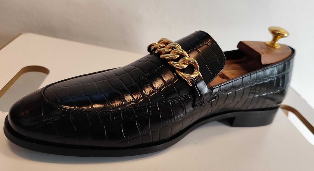 Pantofi loafer bit 41 oremium ZIGN NOI piele naturala embosata bit model lant