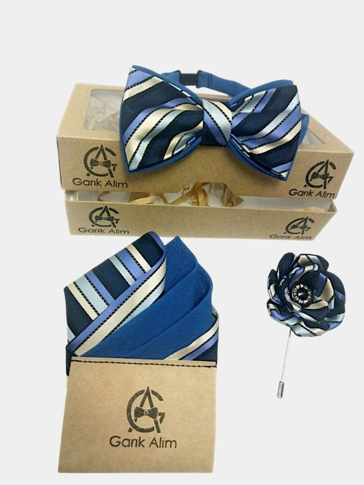 Подарочный набор бабочка, бутоньерка, нагрудной платок для жениха