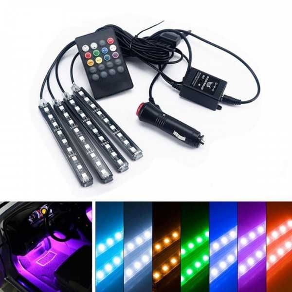 RGB светодиодни ленти с 9 LED за интериорно осветление в автомобил.