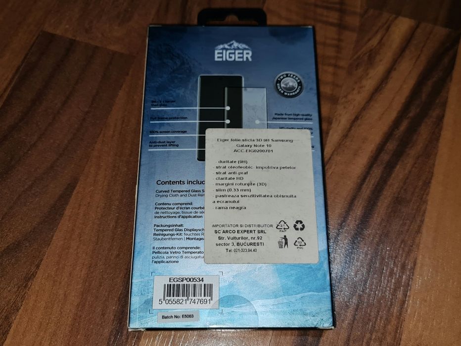 Folie sticla full cover originala Eiger Samsung Galaxy Note10 4G 5G