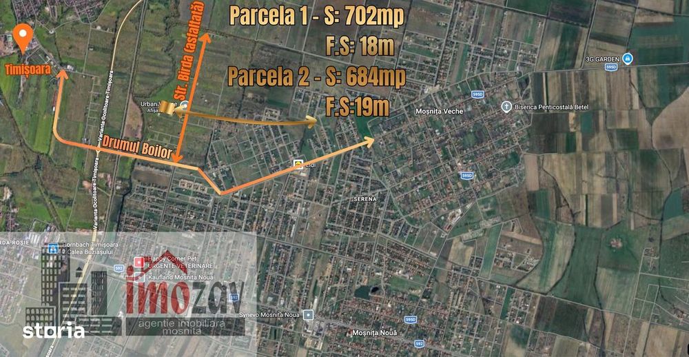 Terenuri de vânzare, intravilanul extins Moșnița Veche–Str. Dumbrăvița