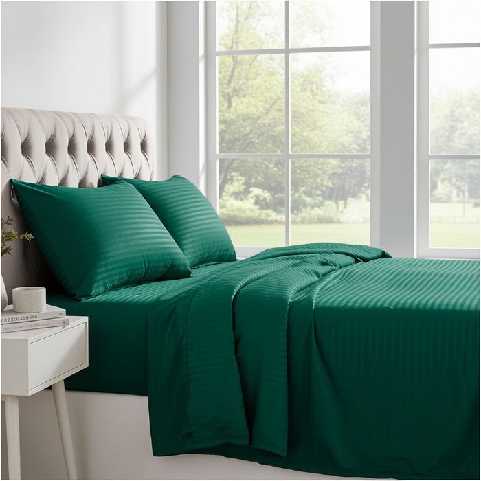 Lenjerie Damasc Alaska Df010, Damasc, 6 Piese, Fara Elastic, Verde