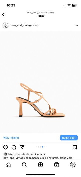 Sandale piele naturala zara marime 37 38 toc elegante