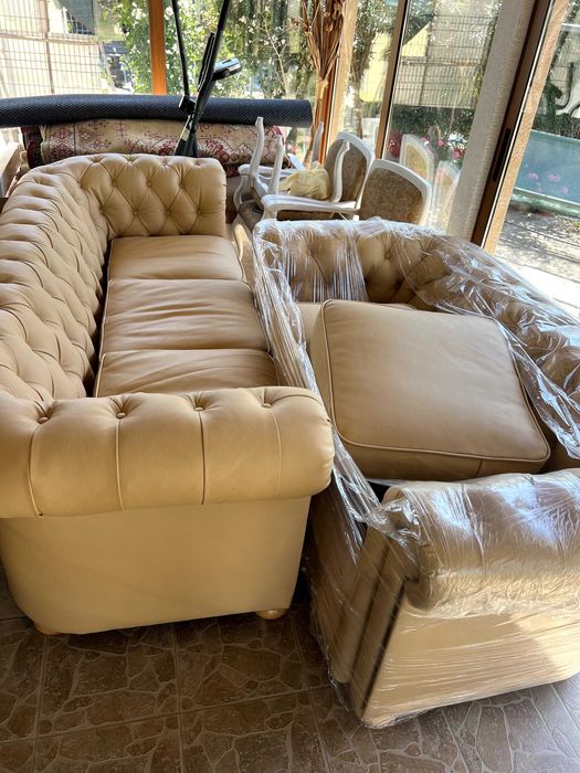 Комплект холна гарнитура еко кожа; Диван тройка, диван двойка, фотьойл