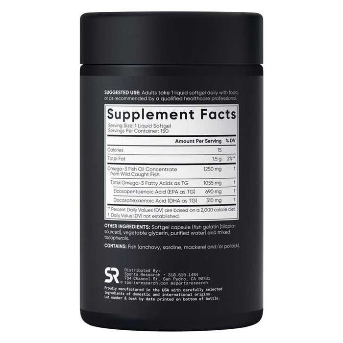 Sports Research, Total Omega-3, 150 капсул (от 440тыс. до 480 тыс.сум)