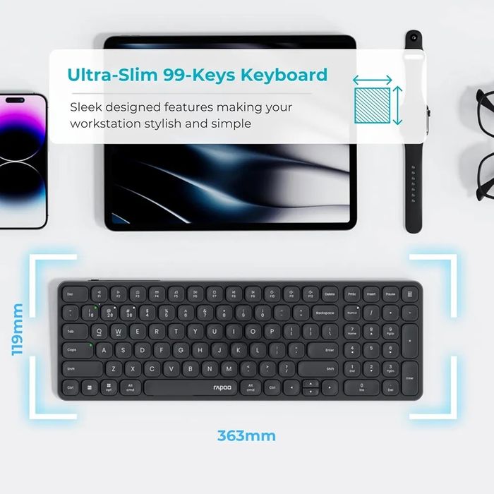 # Клавиатура и мышь Rapoo 9350S Беспроводной комплект Black/White Ru