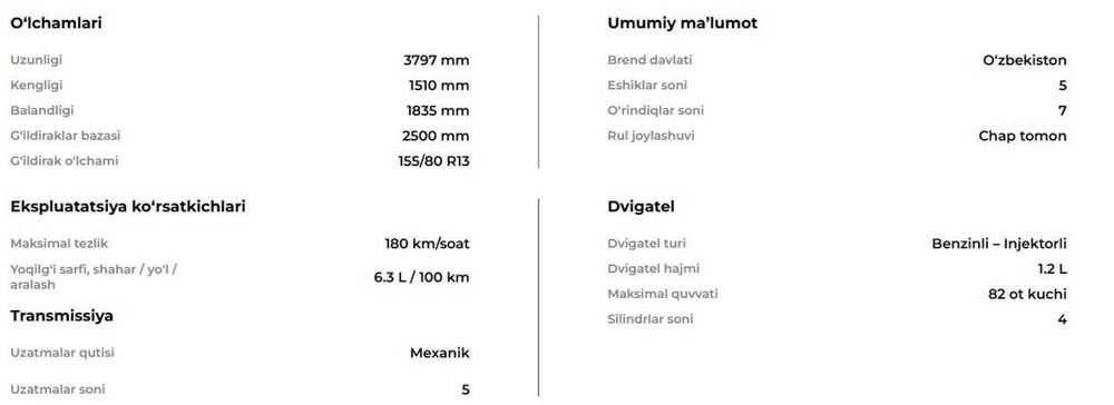 WULING BARDOSH 1.2 mudatli to'lov 0% damas