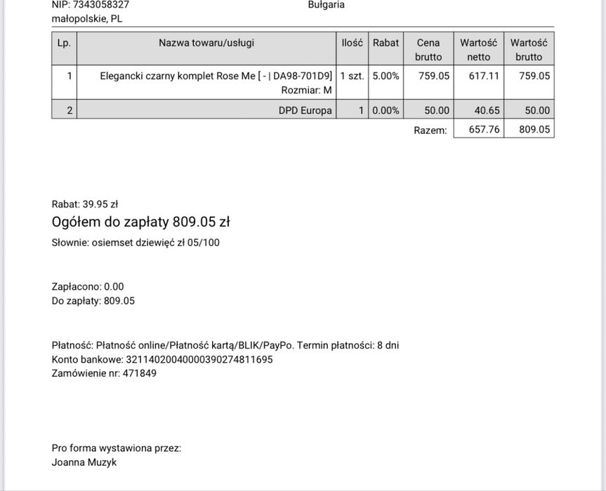 Joanna Muzyk Rose Me Limited дамски комплект New Season