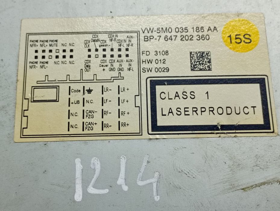 Radio cd Volkswagen Tiguan 1 (5N) (2007 - 2011) (1214)  CBAB