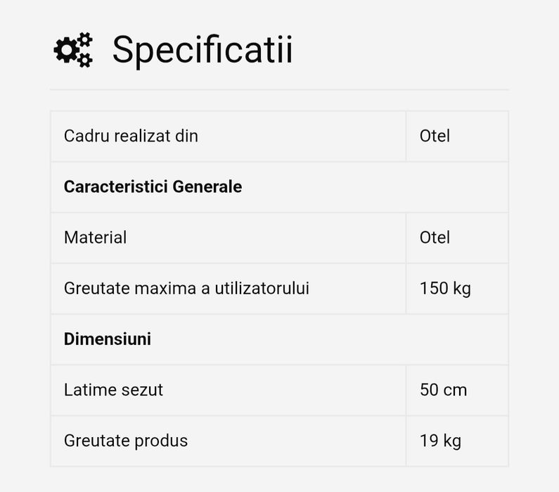 Scaun cu rotile seria NEXT, Moretti CP 110-50cm-150kg