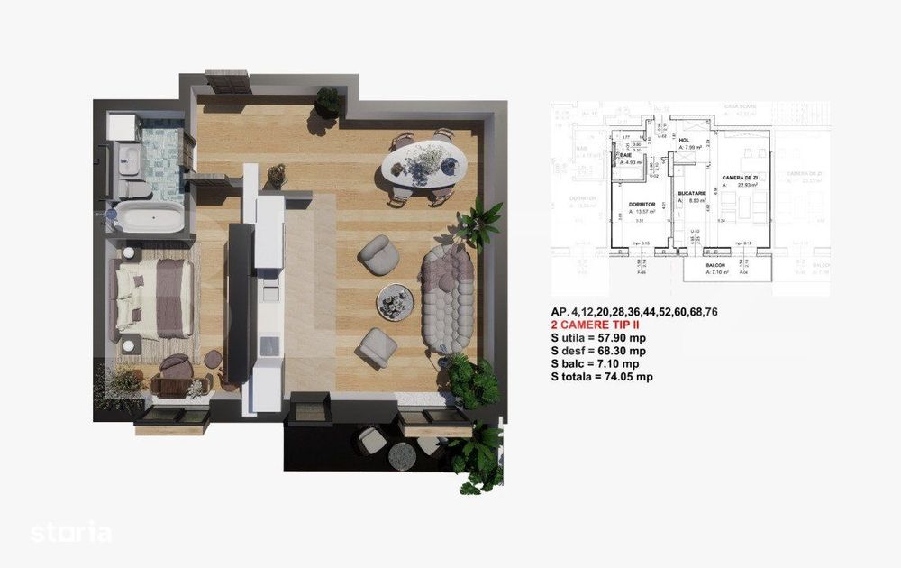Comision 0% la cumparator! Apartament 2 camere, 65 mp, Satina Park — fotografia 1