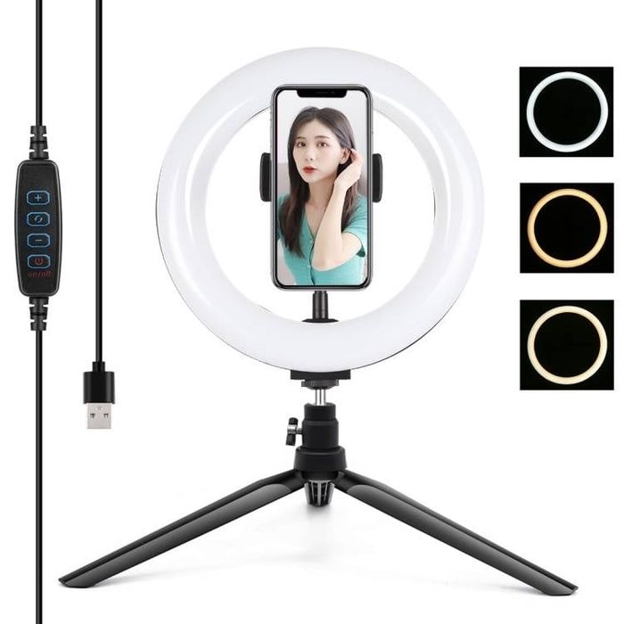 Ring Light 26cm, Lampa circulara LED cu trepied si suport makeup