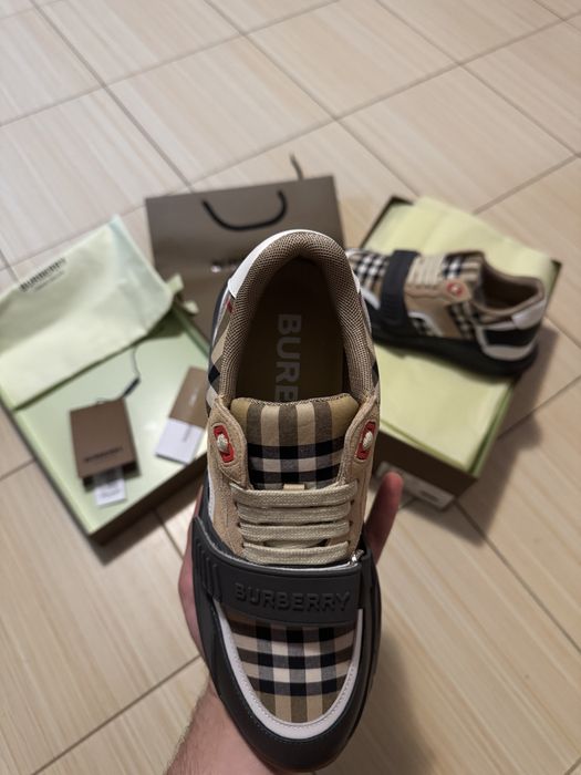 Adidasi Burberry piele naturala full box
