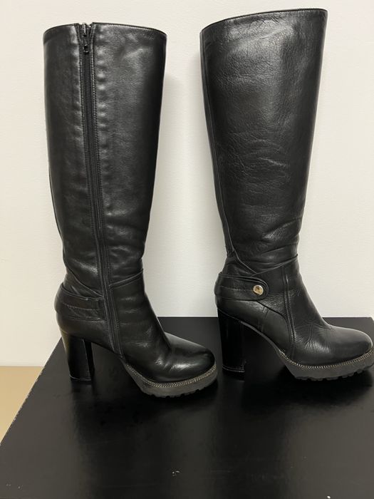 Cizme lungi, din piele, negre, Enzo Bertini