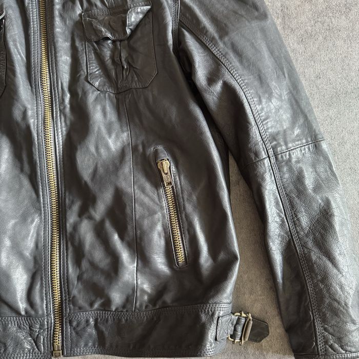 Geacă  vintage de piele naturală Superdry  biker neagră mărime M