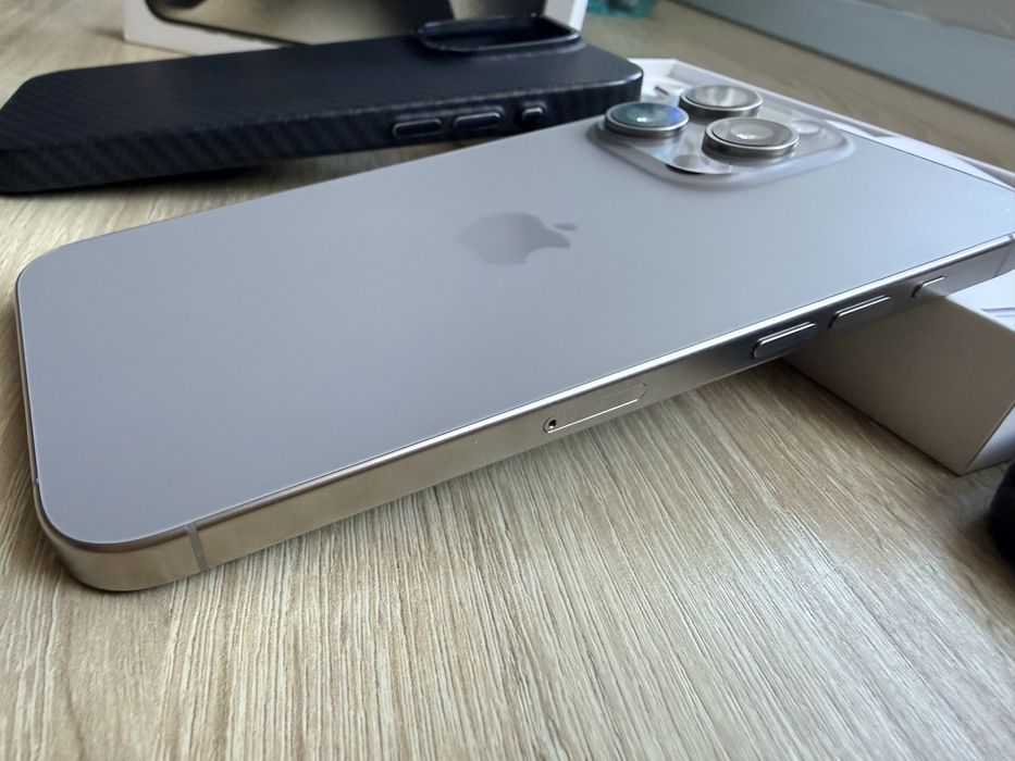 iPhone 15 Pro Max 256GB Natural Titanium, liber rețea, cutie, factură eMAG