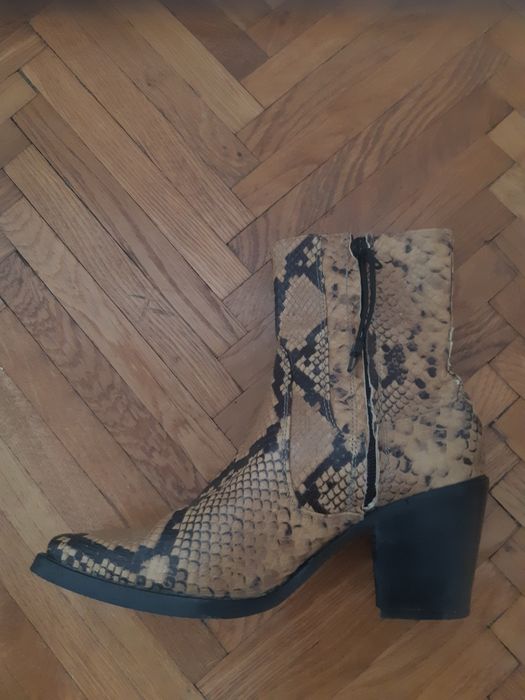 Cizme Zara piele naturala snake print