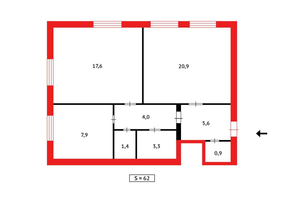 Продам 2х ком Старотипка, площ61,6кв.м.
