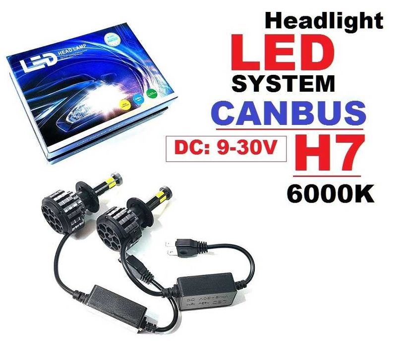Set 2 buc led becuri H7 6 fete 55W 6000K 360° 9-30V 5200 lm Ip68