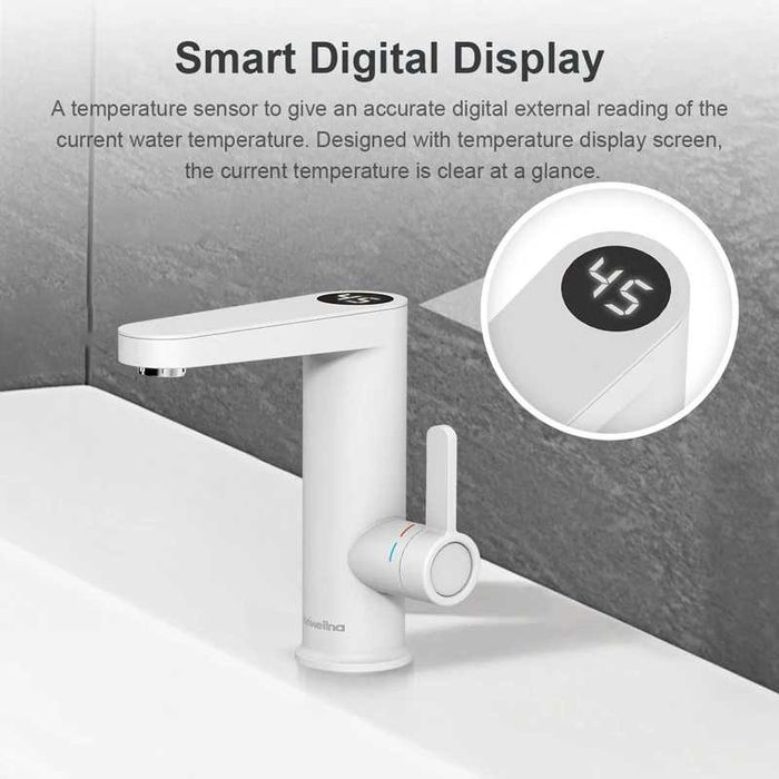 Проточен смесител с нагревател за кухня и баня Briwellna BP21-Black