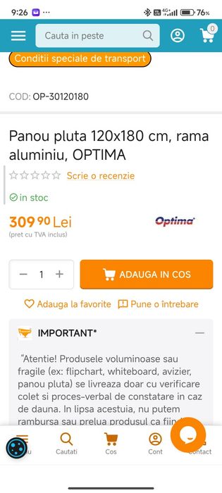 Vând panou pluta